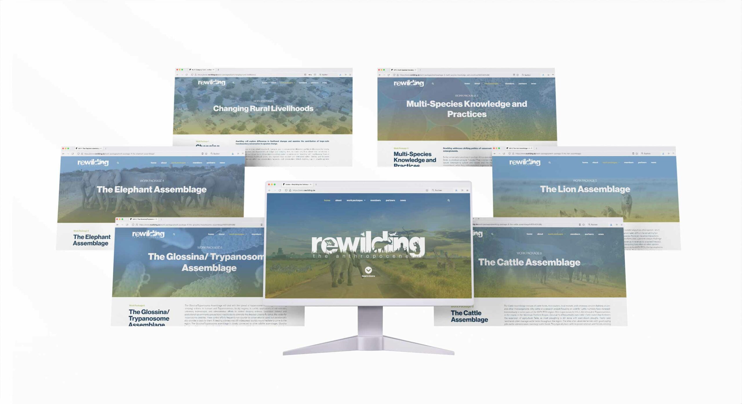 rewilding.de Website Teilprojekte Screens