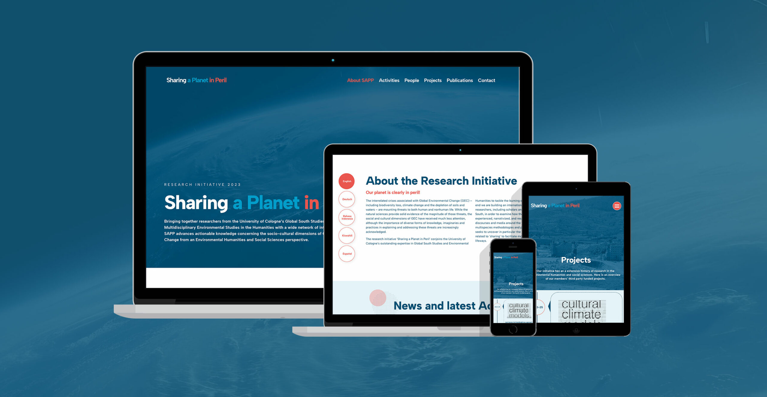 Website für Forschungsprojekt Sharing a Planet in Peril Universität zu Köln